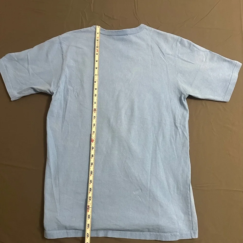 Vintage Champion Big Patch Logo Shirt MENS Medium Powder Blue Tee Vtg Sports‎